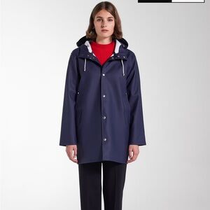 Navy Blue Hooded Rain Jacket